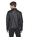 Flying Machine Mandarin Collar Solid Biker Jacket