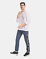 Calvin Klein Men White Full Sleeve Printed Cotton T-Shirt