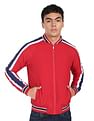Flying Machine Stand Collar Striped Sleeve Bomber Jacket