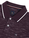 Arrow Sports Striped Collar Heathered Cotton Polo Shirt