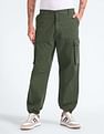 Flying Machine Mid Rise Textured Cargo Pants