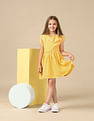 U.S. Polo Assn. Kids Girls Embroidered Collar Pure Cotton Dress