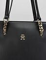 Tommy Hilfiger Solid Black Pu Tote Bag