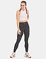 Calvin Klein Women Black And Grey Allover Animal Print 7/8 Active Leggings