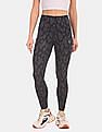 Calvin Klein Women Black And Grey Allover Animal Print 7/8 Active Leggings