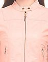 U.S. Polo Assn. Women Textured Faux Leather Cropped Jacket