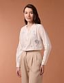 U.S. Polo Assn. Women Embroidered Pin Tucked Poplin Top