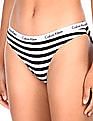 Calvin Klein Underwear Women Black And White Elasticized Waist Striped Panties