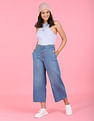 Flying Machine Women High Rise Wide Leg Cropped Jeans