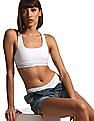 Calvin Klein Underwear Women White Elasticized Strap Logo Racerback Bra