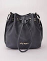 Tommy Hilfiger Solid Blue Pu Bucket Bag