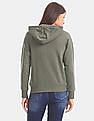 Aeropostale Women Green Brand Logo Hooded Zip Up Sweatshirt