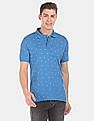 Aeropostale Men Blue Short Sleeve Patterned Weave Pique Polo Shirt