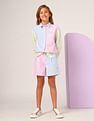 U.S. Polo Assn. Kids Girls Vertcial Striped Colorblocked Top