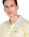 AD by Arvind Horizontal Stripe Heathered Polo Shirt