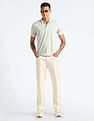 Flying Machine Jacquard Collar Pure Cotton Polo Shirt