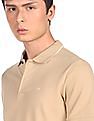 Calvin Klein Men Beige Cotton Stretch Tipped Pique Polo Shirt