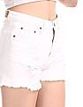 Aeropostale White Distressed Cheeky Denim Shorts