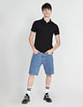 Flying Machine Solid Cotton Pique Polo Shirt