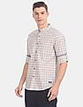 Flying Machine Mandarin Collar Check Casual Shirt