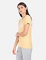 GAP Women Light Yellow Logo Front Cotton T-Shirt
