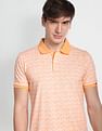 Flying Machine Geometric Print Cotton Polo Shirt