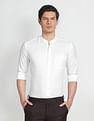 Arrow Mandarin Collar Self Design Formal Shirt