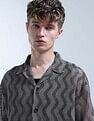 Flying Machine Oversized Fit Self Design Chevron Shirt