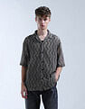 Flying Machine Oversized Fit Self Design Chevron Shirt