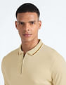 Flying Machine Solid Zipper Polo Shirt