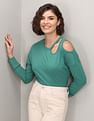 U.S. Polo Assn. Women Cut Out Shoulder Solid Top