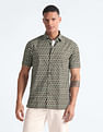 Flying Machine Motif Print Short Sleeve Shirt