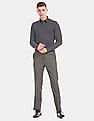 Arrow Tapered Fit Patterned Wool Formal Trousers