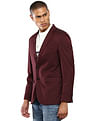 Tommy Hilfiger Men Burgundy Solid Herringbone  Formal Blazer