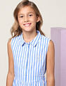 U.S. Polo Assn. Kids Girls Vertical Striped Fit And Flare Dress