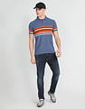 Arrow Sports Horizontal Stripe Heathered Polo Shirt