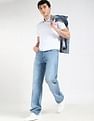 Calvin Klein Jeans Mid-Wash Straight-Fit Mid Rise Jeans