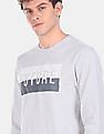 Flying Machine Ribbed Crew Neck Printed Sweatshirt