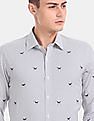 Arrow All Over Dog Embroidery Striped Formal Shirt