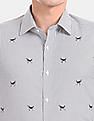 Arrow All Over Dog Embroidery Striped Formal Shirt