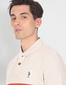 U.S. Polo Assn. Denim Co. Men Beige Pique Colour Block Polo Shirt