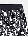 U.S. Polo Assn. Kids Boys Blue All Over Brand Print Knit Shorts