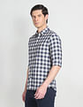 Arrow Sports Plaid Check Herringbone Shirt