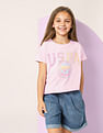 U.S. Polo Assn. Kids Girls Brand Printed Regular Fit T-Shirt
