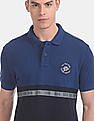U.S. Polo Assn. Denim Co. Blue Cut And Sew Panel Pique Polo Shirt