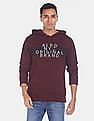 Aeropostale Men Burgandy Hooded Brand Printed Sweatshirt