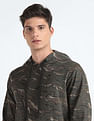 Flying Machine Camouflage Print Hooded Sweatshirt