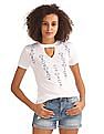Aeropostale Choker Neck Embroidered T-Shirt