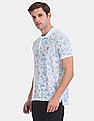 U.S. Polo Assn. White Allover Floral Print Pique Polo Shirt