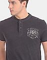 U.S. Polo Assn. Denim Co. Black Heathered Henley T-Shirt